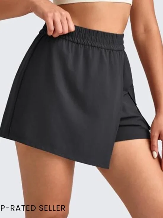 Wide Leg Skort with Cargo Pockets Active Tennis Hiking Casual Travel Wrap Front - Picture 2 of 7